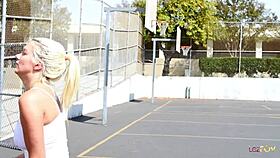 natural blondie and black lush gals are having lesbian anal fingering and licking fun