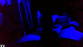 ebony babe sucks cock in blue room