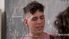 Latina teacher in classroom shouldn't but did let student ass fuck her!