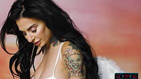 Busty milf joanna angel shows her luscious body with tattoos for playboy