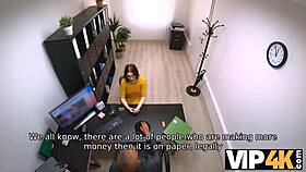 the brunette is fucking for a new apartment in the office interview