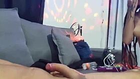 Pretty Muscular Brazilian Geek Girl Swallows Huge Cock