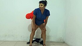 in the hospital, a sexy latina nurse hooks up with the cleaning guys for some amateur fun