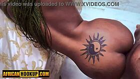 Tattooed ebony teen 18+ first time sucking white cock 😍