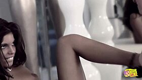 Sultry babe climaxes while she dreams of sapphic action with lesbian in high heels