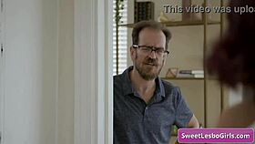 busty blonde maid fucking her asian boss in black lingerie