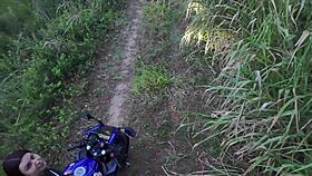 Outdoor adventure in the woods with friends.