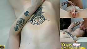 i came to the vegas couch for oil massage and glass dildo masturbation then deep throating riding cock in bondage pov closeup creampie