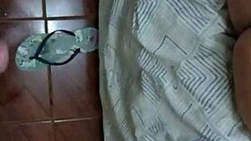 Tattooed crossdresser enjoys a moment with a handsome blonde guy