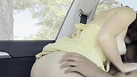 Skinny Chick with Tits Fucked in Tesla