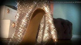 Mesmerize her slave with sparkle boots