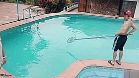 I enjoy hard sex with a Latina in the public pool