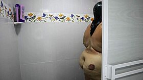 hey, check out this curvy Colombian milf with huge natural tits squirting in the bath, doesn't she look so tempting?