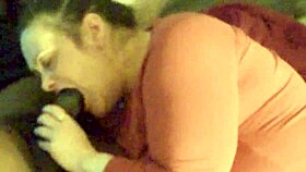 She gives him that sloppy GAWK GAWK 3000 with her mature brunette mouth, licking balls and deepthroating big black cock for a mouthful of cum.