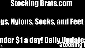 sasha and monica licking and teasing in stockings