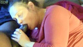 She gives him that sloppy GAWK GAWK 3000 with her mature brunette mouth, licking balls and deepthroating big black cock for a mouthful of cum.