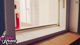 You watch your neighbour in the shower