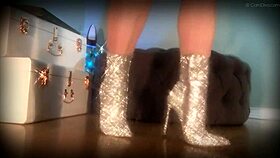 Mesmerize her slave with sparkle boots
