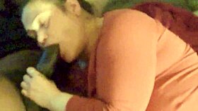 She gives him that sloppy GAWK GAWK 3000 with her mature brunette mouth, licking balls and deepthroating big black cock for a mouthful of cum.