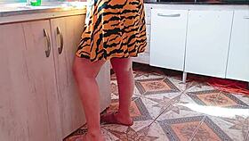 I FUCKED in the kitchen with my step mom's FRIEND who came to take care of us - hot babysitter