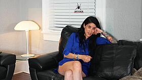 jazmin, tell me about yourself in this interview, the interviewer asks the curvy brunette