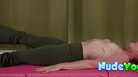 Taylor Rae undresses mid-yoga, pleasures herself to climax.