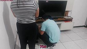 woman complains to technician about unnoticed new lingerie she wears and asks opinion