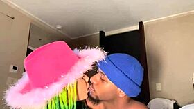 Petite Ebony Slut Got Her Throat And Pussy Stretched With A Big Creampie From Bbc