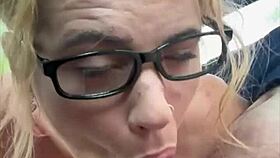 Streetwalker With Glasses Deepthroats Cock Boldly, Sucking Every Drop Of Cum After Mouth Cum