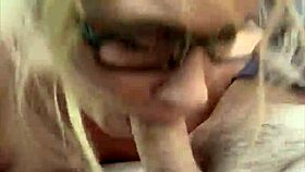 Streetwalker With Glasses Deepthroats Cock Boldly, Sucking Every Drop Of Cum After Mouth Cum