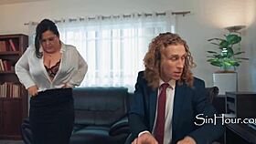 Wife caught me with chubby assistant, she joins