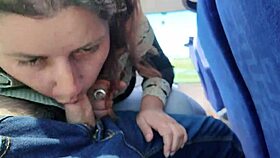 Exhibitionist Seduces Milf to Suck Dick on Bus Until Cum!