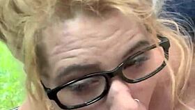 Streetwalker With Glasses Deepthroats Cock Boldly, Sucking Every Drop Of Cum After Mouth Cum