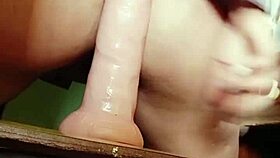Watch her masturbate with huge dildo! Orgasms, swollen pussy, I grab and use it!