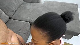 petite amateur ebony babe tries out for a role at fake casting