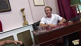 Instead of pizza, busty blondes crave foursome anal