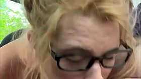 Streetwalker With Glasses Deepthroats Cock Boldly, Sucking Every Drop Of Cum After Mouth Cum