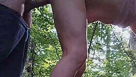 they are amused by being honked at while she sucks his dick in the woods