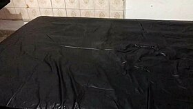 She straps her legs tight in self-bondage session