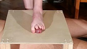 goth domina stomps slave's cock bare feet then gives messy footjob 😈👣
