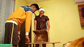 Naughty Indian beauty bent over ranch fence for rough creampie doggystyle pounding