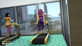 interracial cuckold babe workouts hard in gym