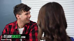 Threesome Fuck Keeps Horny Cougar Milf in Check with Young Tight Pussy Action