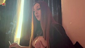 i cant stop staring at her big tit's flashing and smoking cig's