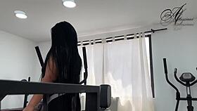 alone in gym skinny latina teen fingers pussy desperately
