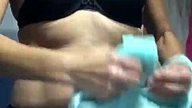 check out this mature spanish woman teasing her big tits and pussy