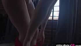 Hot blonde teen 18+ emma starletto stripping and fingering her juicy pussy