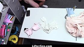 Security officer blackmails blonde shoplifter emma hix for pussy