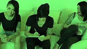 tattooed lesbos lick pussies in heated girl on girl action