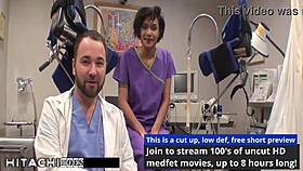 Patient moans wildly as nurse Jackie Banes hits her with the Hitachi vibrator backstage